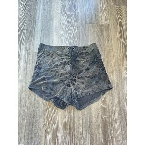 VTG Lip Service Burnout Floral Velvet Lace Up Micro Mini Shorts Y2K Grunge Indie